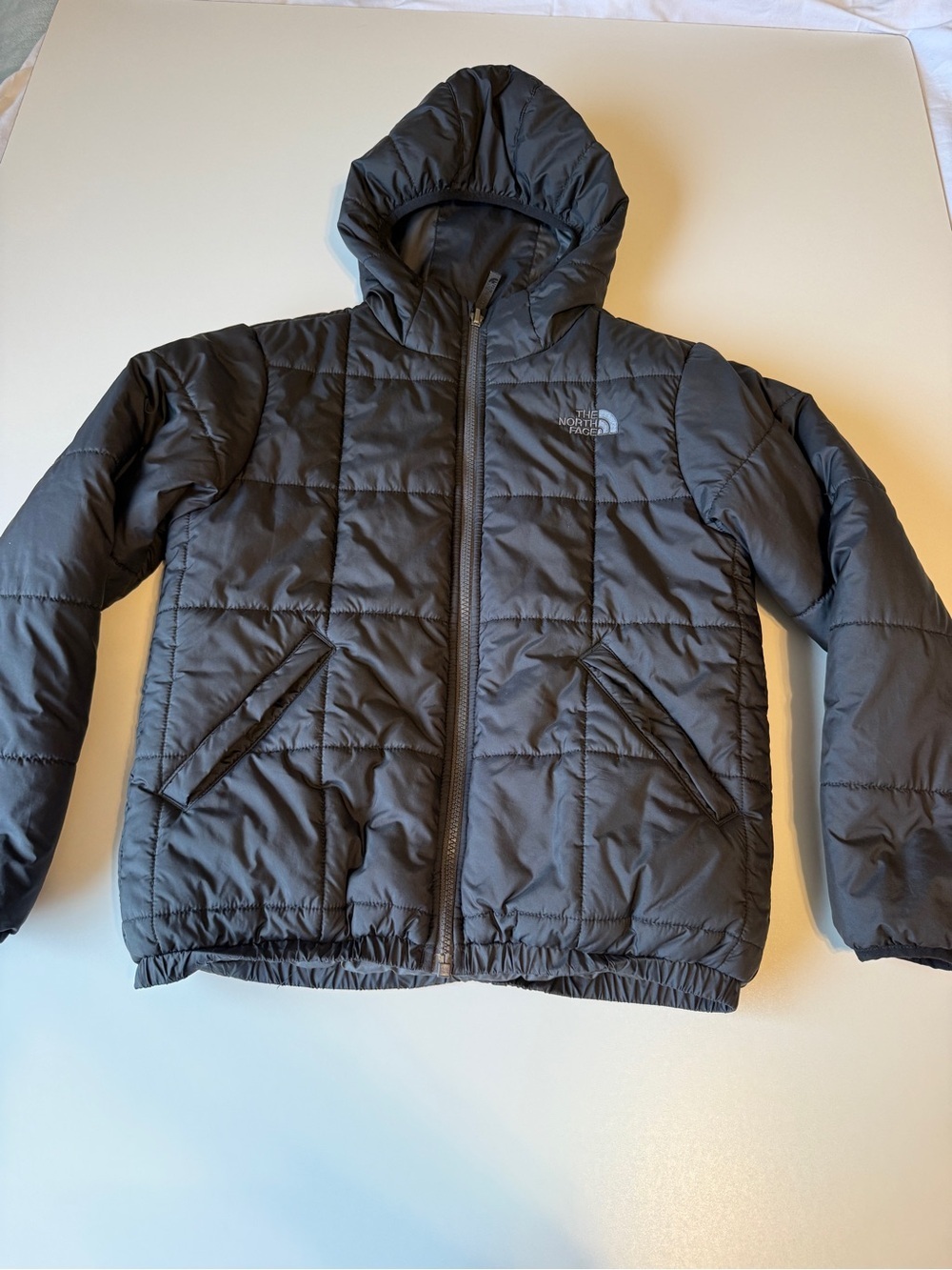 The North Face Kids' Black & Gray Reversible Medium Hooded Puffer Jacket